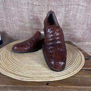 Women’s Naturalizer Woven Dark Brown Leather Slip On Loafer Shoes Size 9 Box